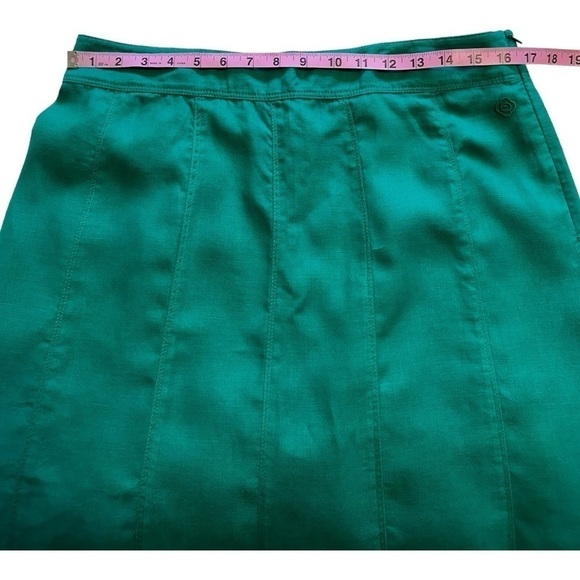Olsen Green Linen Panelled A-Line Scalloped Hem Maxi Skirt - Size 14 - Picture 5 of 10